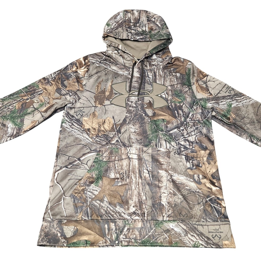 Under Armour Camo Hoodie Small Realtree Loose Fit Outdoor Hunting Workwear